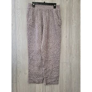 NWT Calme M Relaxed Fit Pants Leopard Crinkle Gauze 110864
